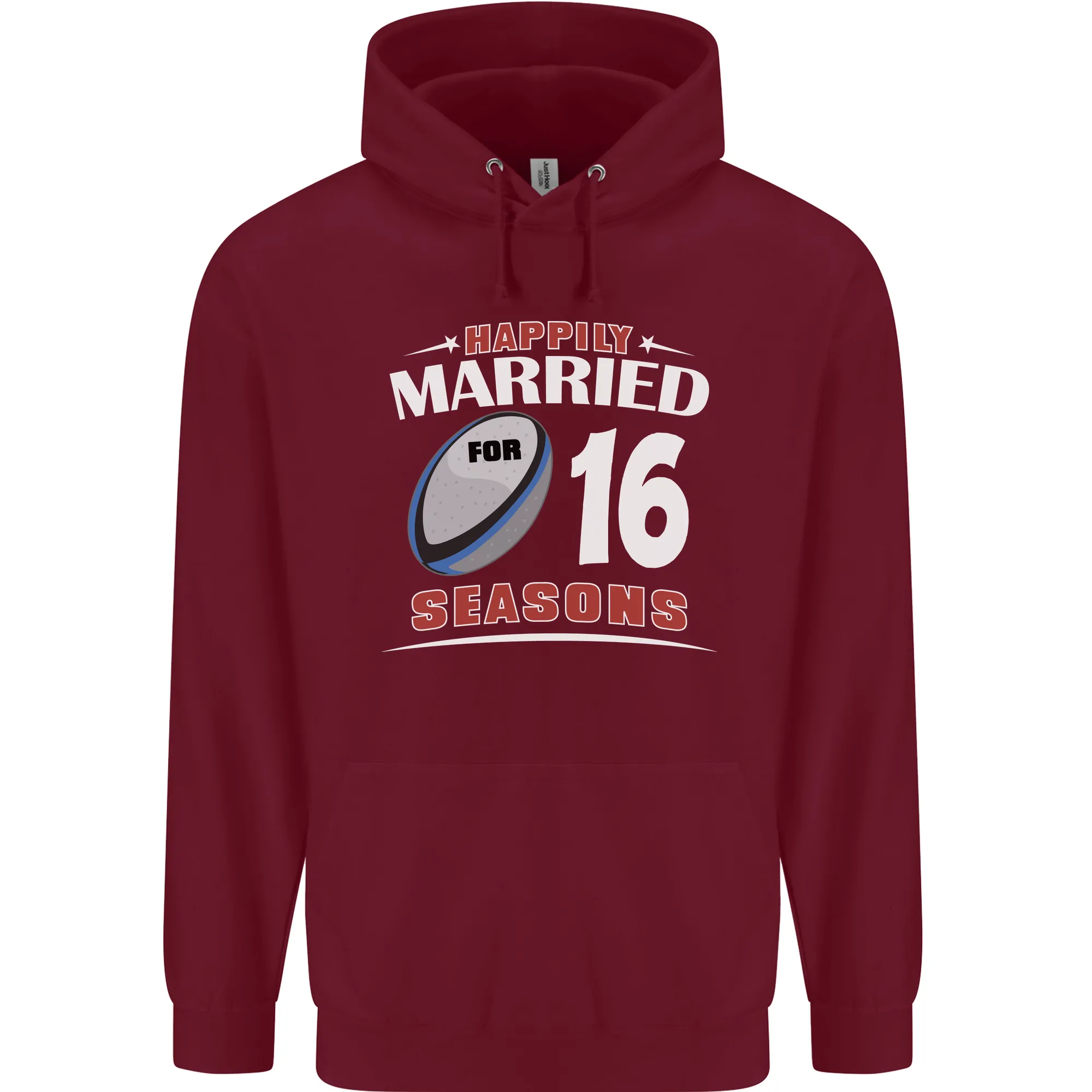 16 Year Wedding Anniversary 16th Rugby Mens 80% Cotton Hoodie