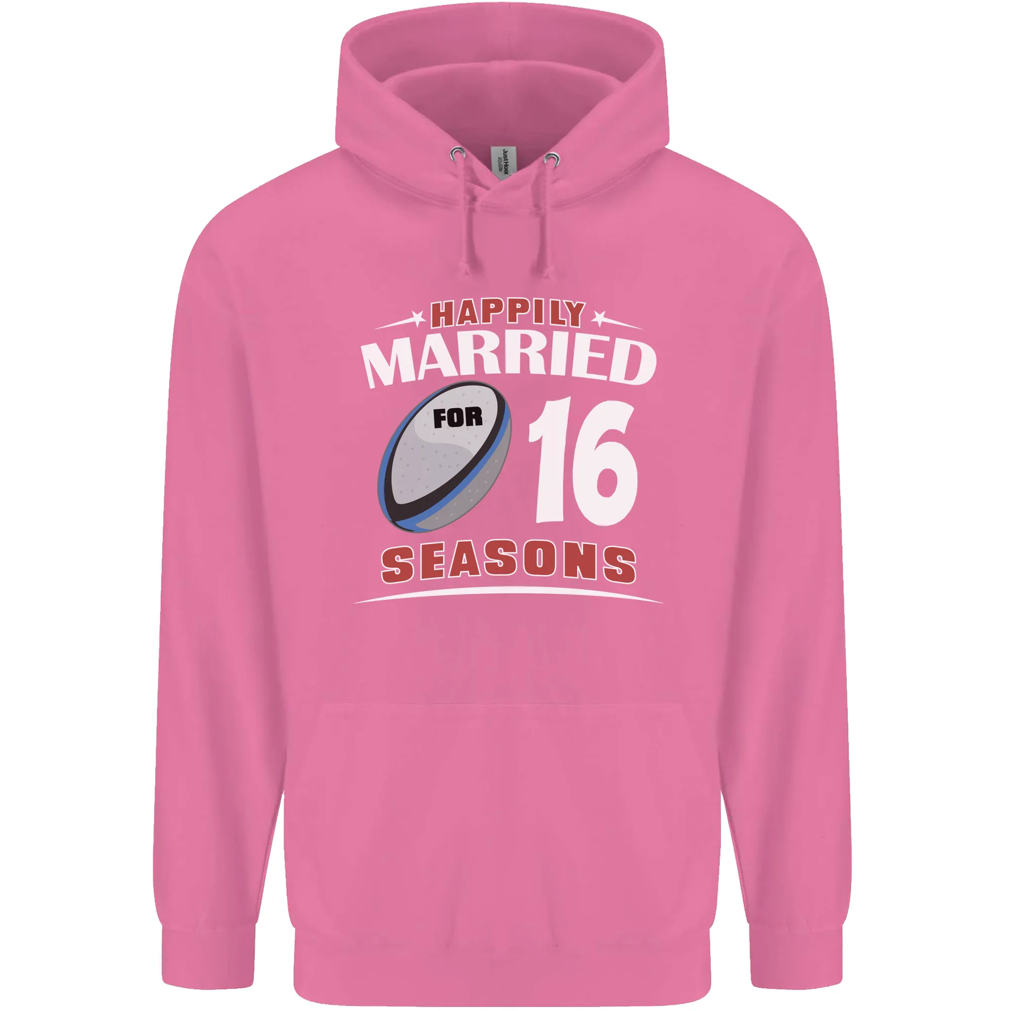 16 Year Wedding Anniversary 16th Rugby Mens 80% Cotton Hoodie