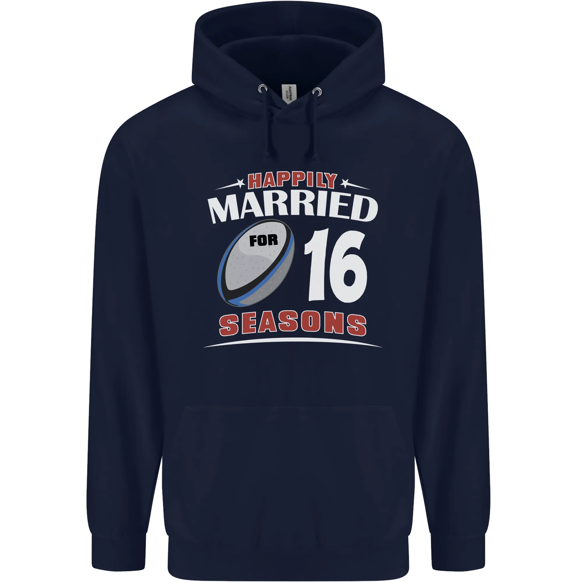 16 Year Wedding Anniversary 16th Rugby Mens 80% Cotton Hoodie