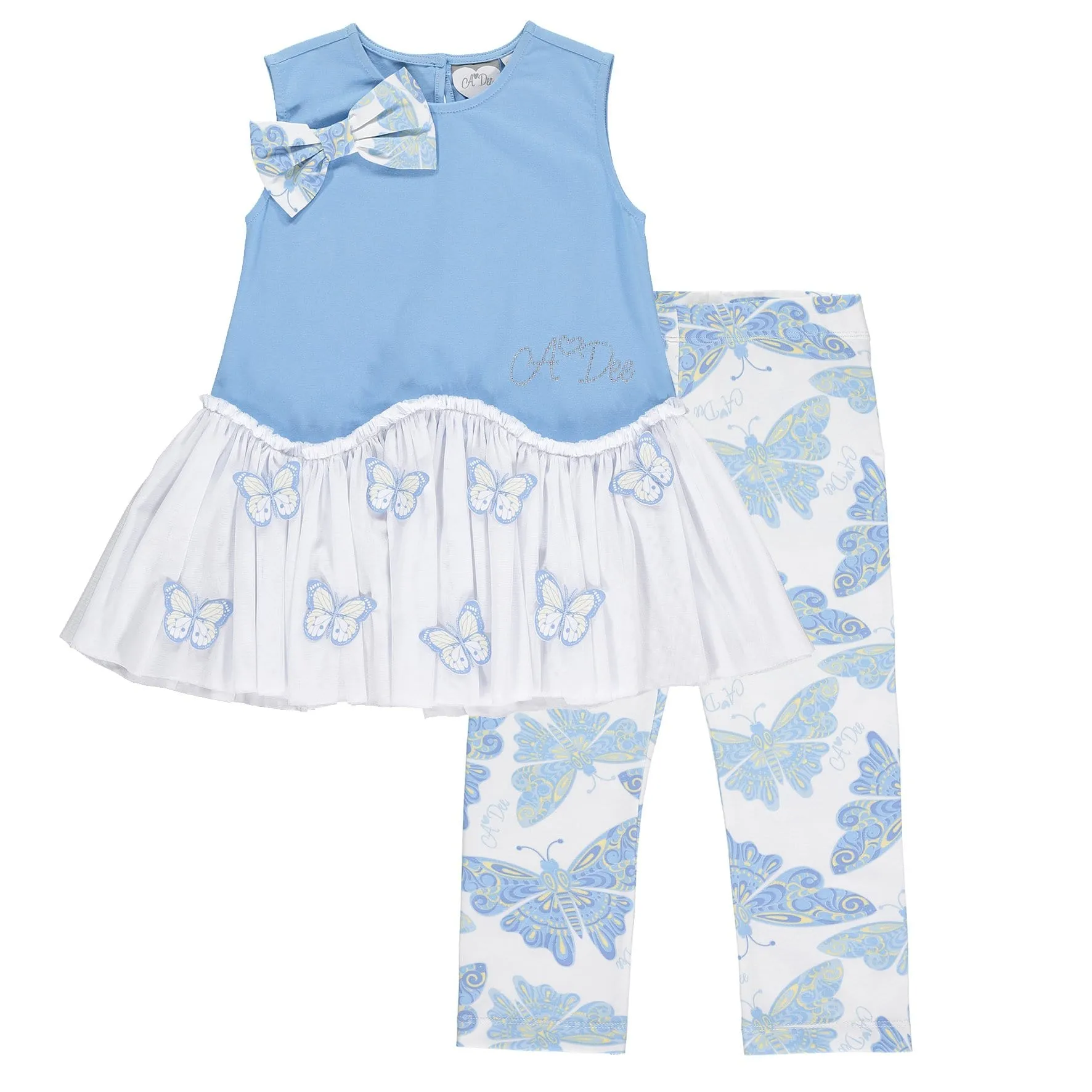 A DEE - Jean Butterfly Print Legging Set - Light Blue