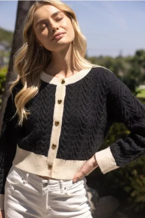 Accent Button Contrast Cardigan