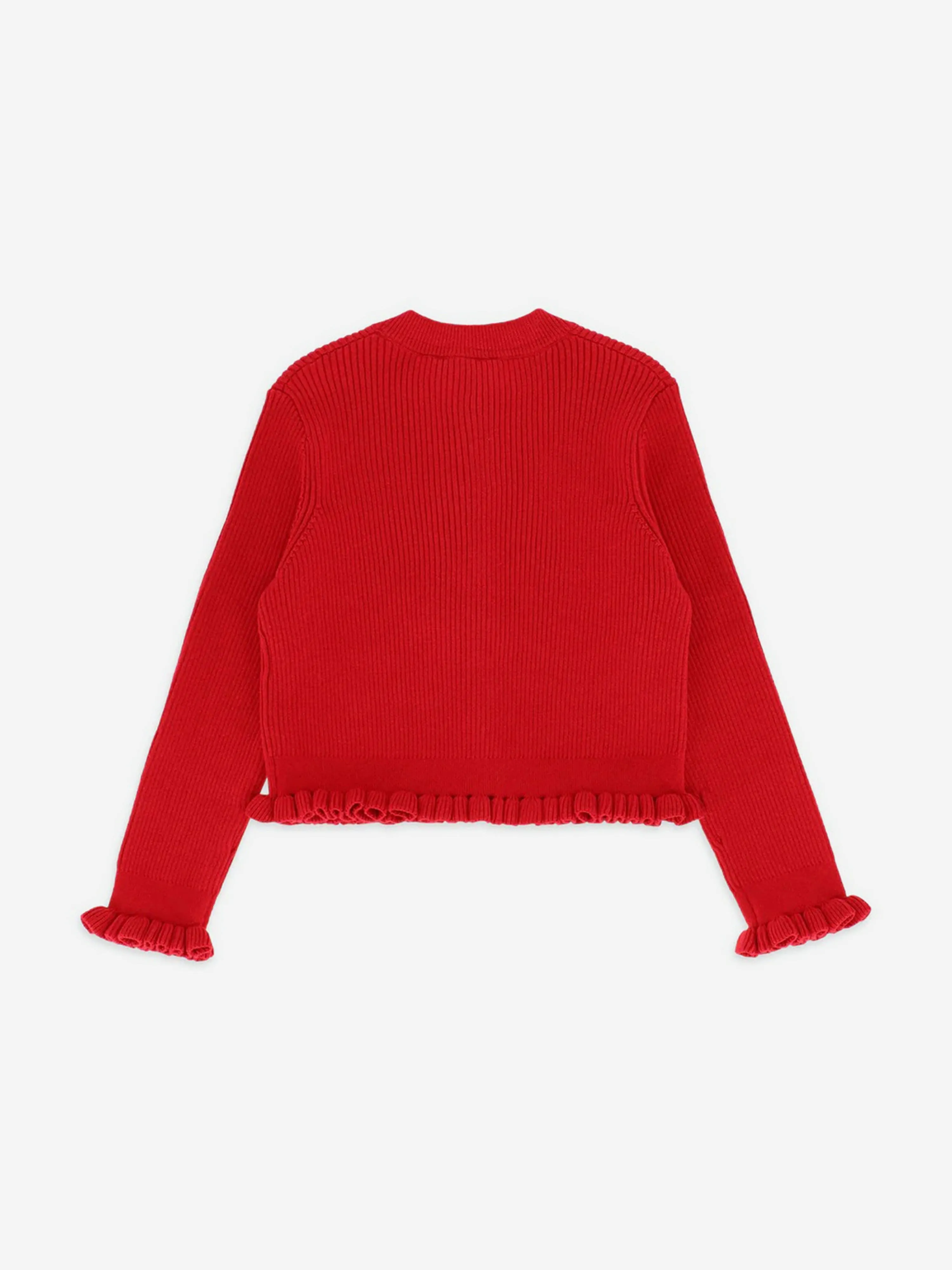 Angels Face Girls Tyler Ribbed Cardigan in Red