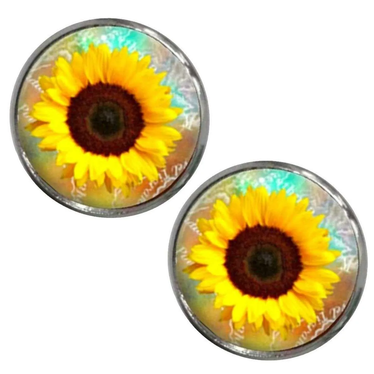 Bassin and Brown Sunflower Cufflinks - Yellow/Brown