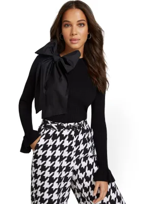 Bow-Front Poplin Sweater