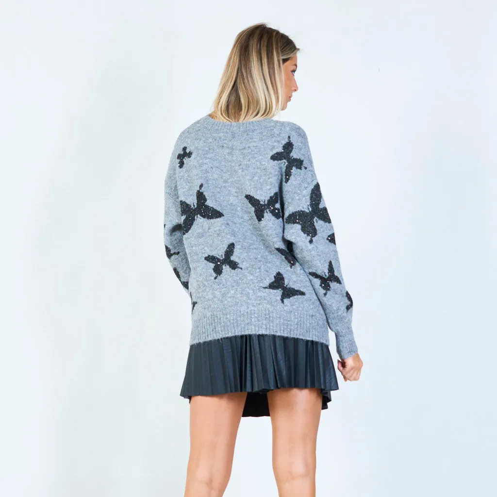 Butterfly motif sweater wholesale