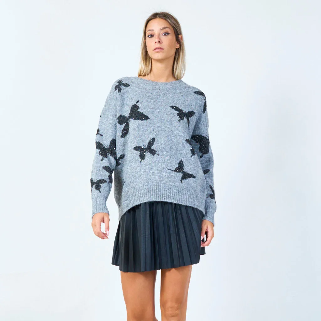 Butterfly motif sweater wholesale