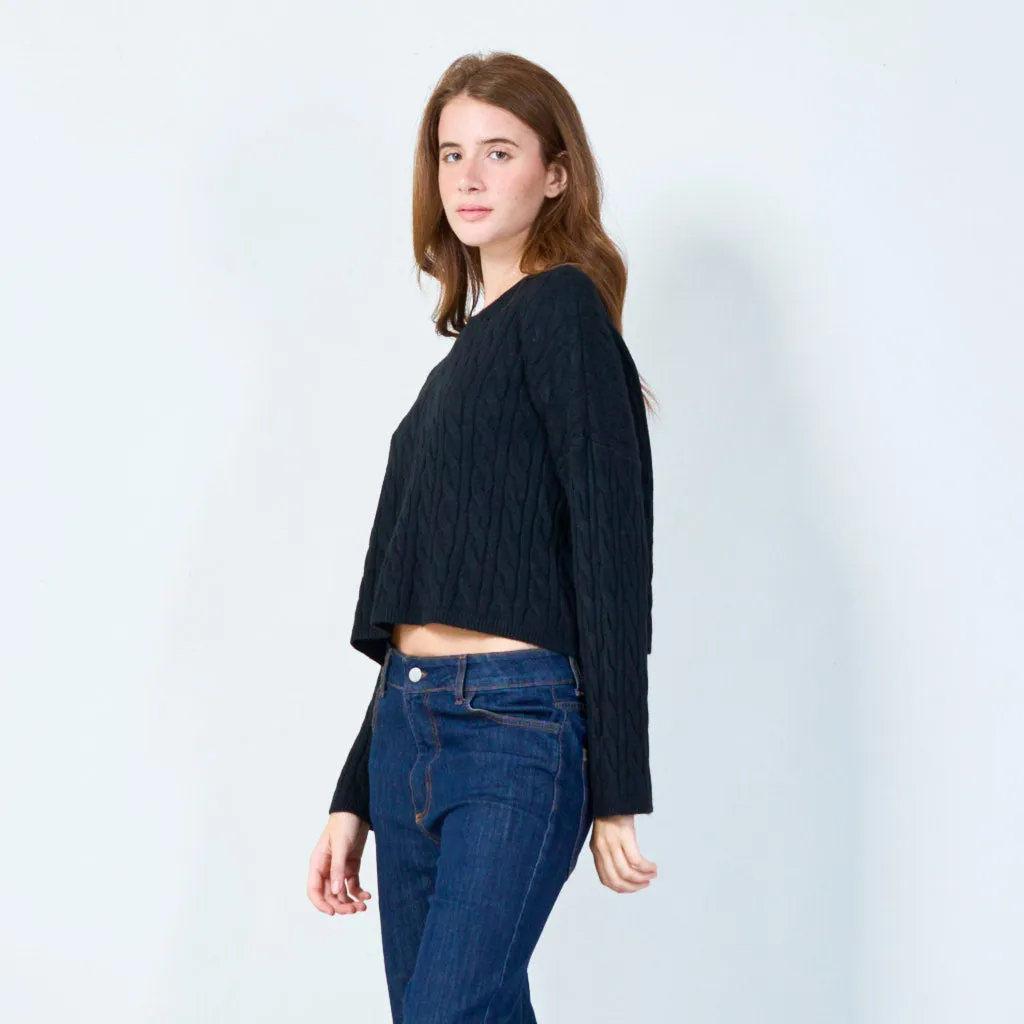 Cable knit cropped sweater wholesale