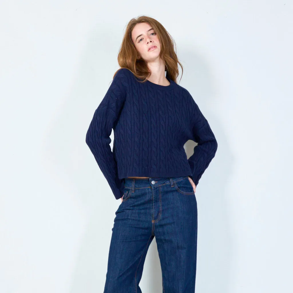 Cable knit cropped sweater wholesale