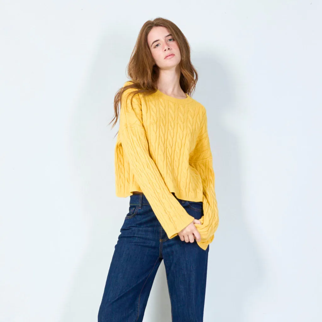 Cable knit cropped sweater wholesale