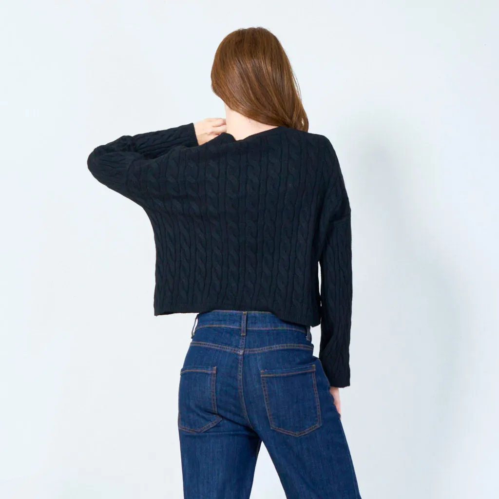 Cable knit cropped sweater wholesale