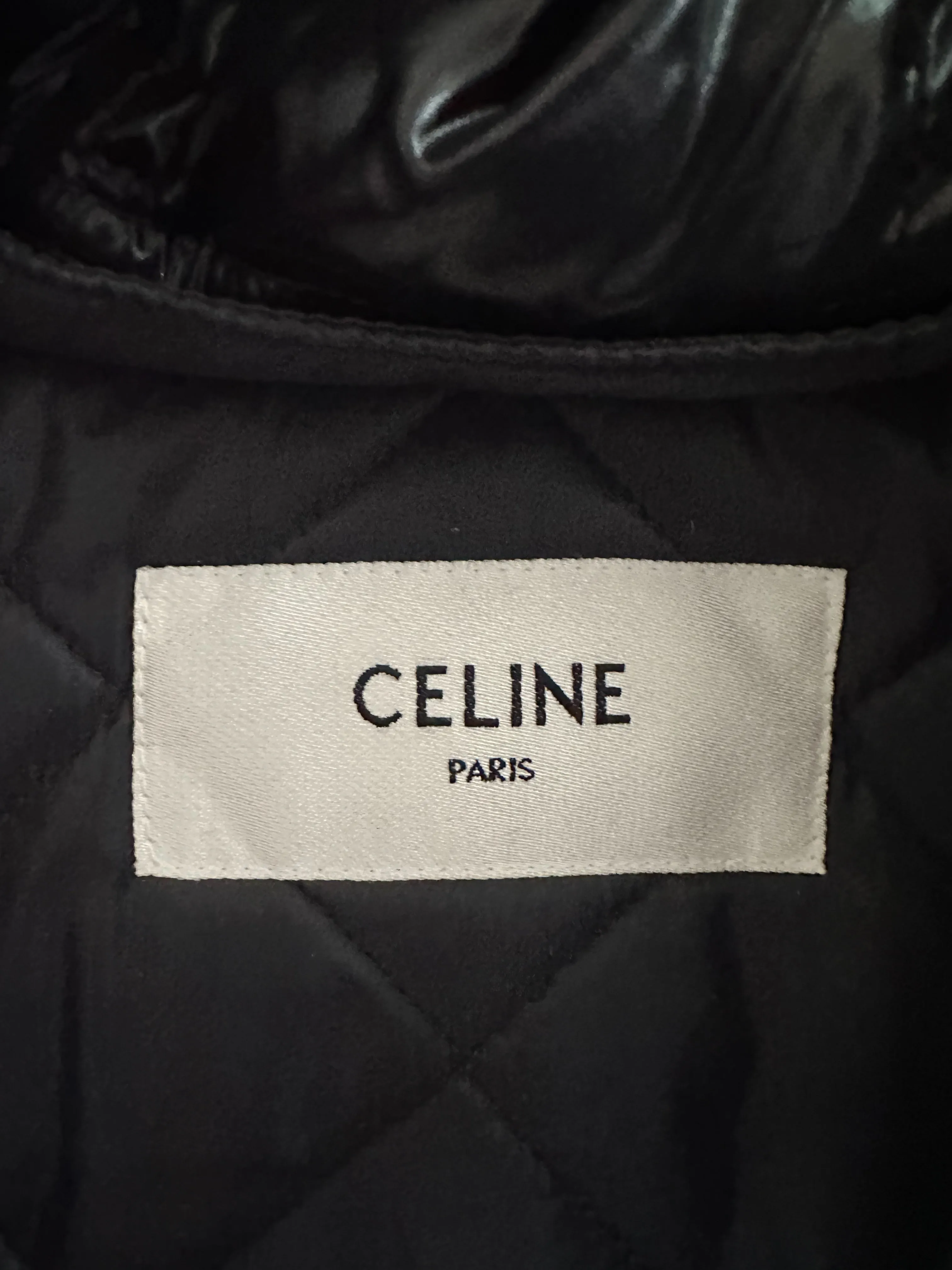 Celine Blue & Black Hood Logo Wool Jacket