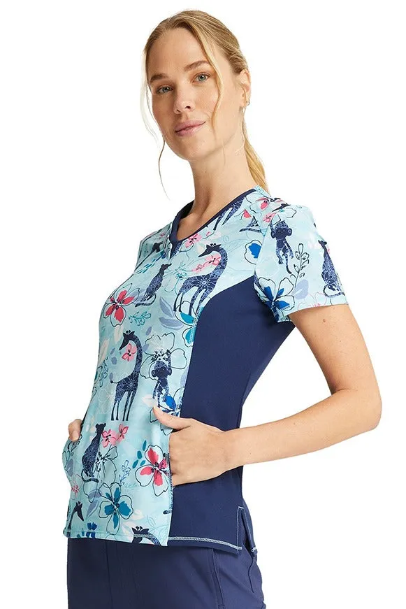 Cherokee Women's V-Neck Print Scrub Top | Jungle Blues