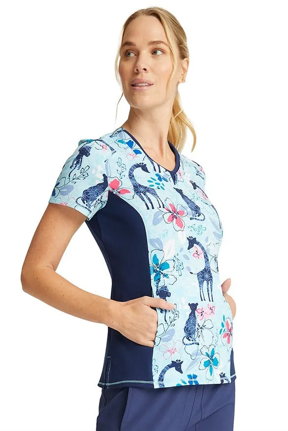 Cherokee Women's V-Neck Print Scrub Top | Jungle Blues