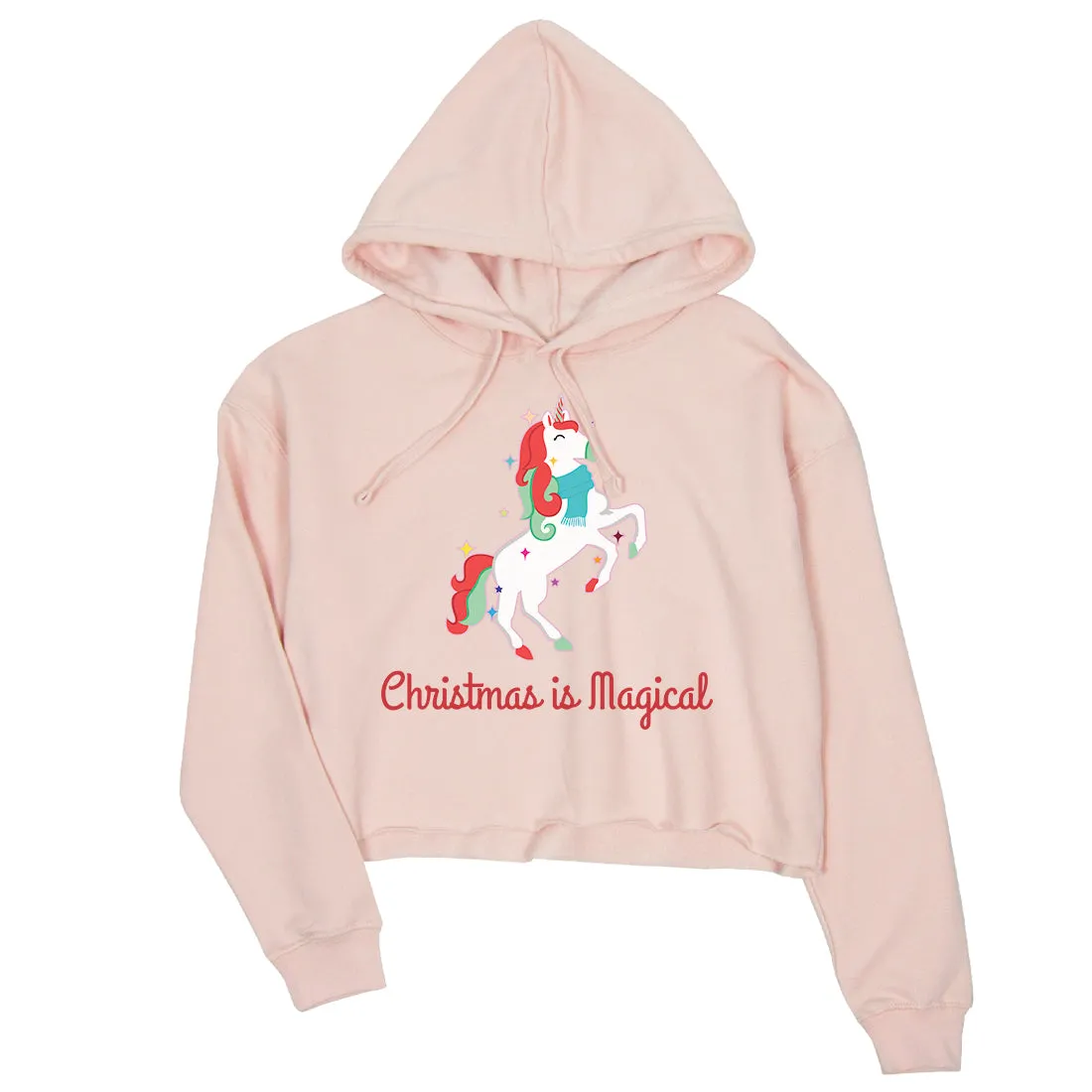 Christmas Magical Unicorn Crop Hoodie