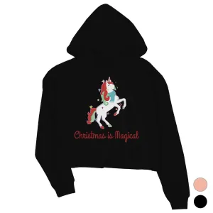 Christmas Magical Unicorn Crop Hoodie