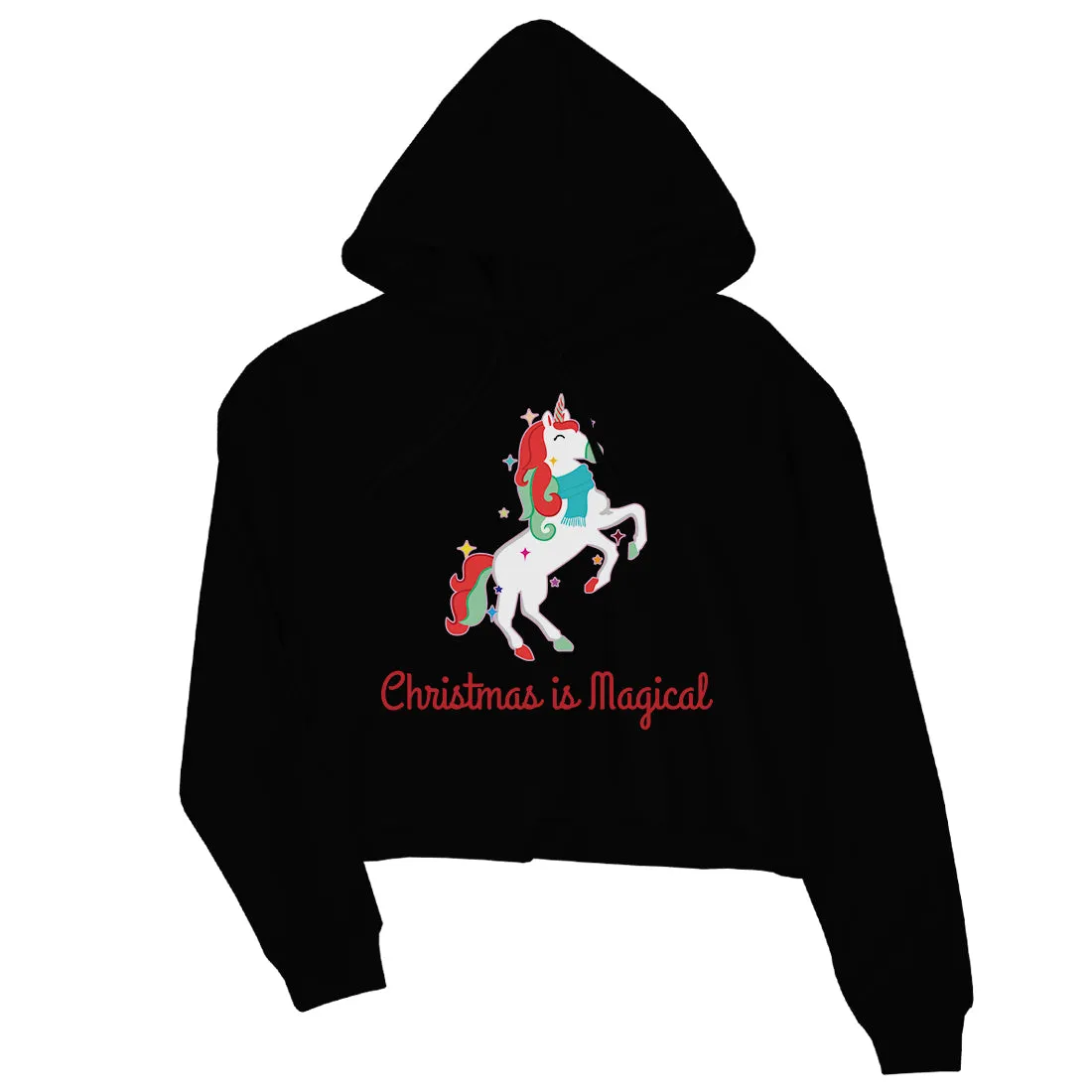 Christmas Magical Unicorn Crop Hoodie