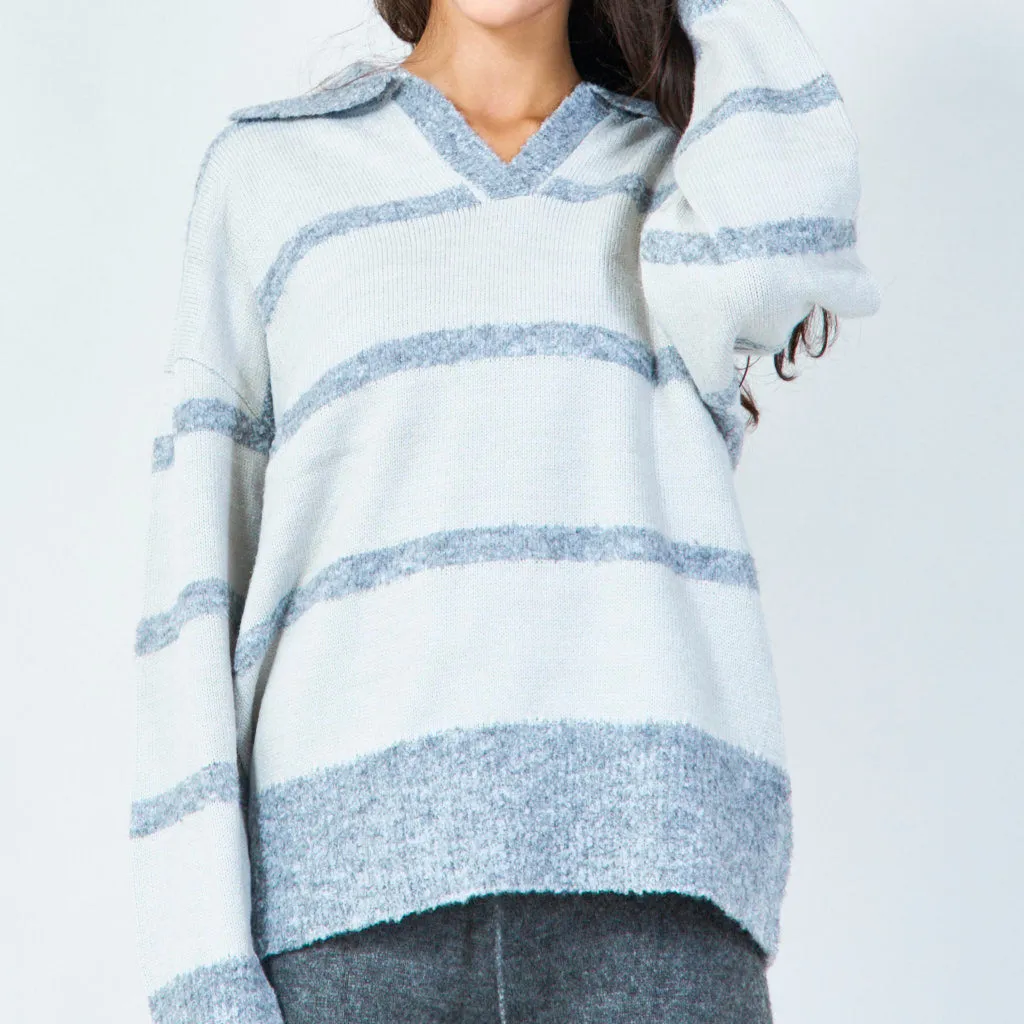 Cozy collared knit sweater wholesale