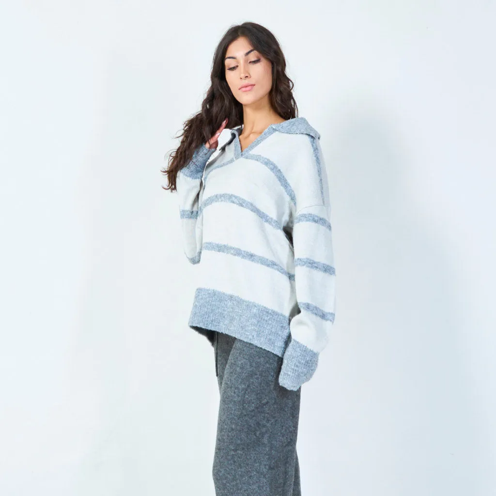 Cozy collared knit sweater wholesale