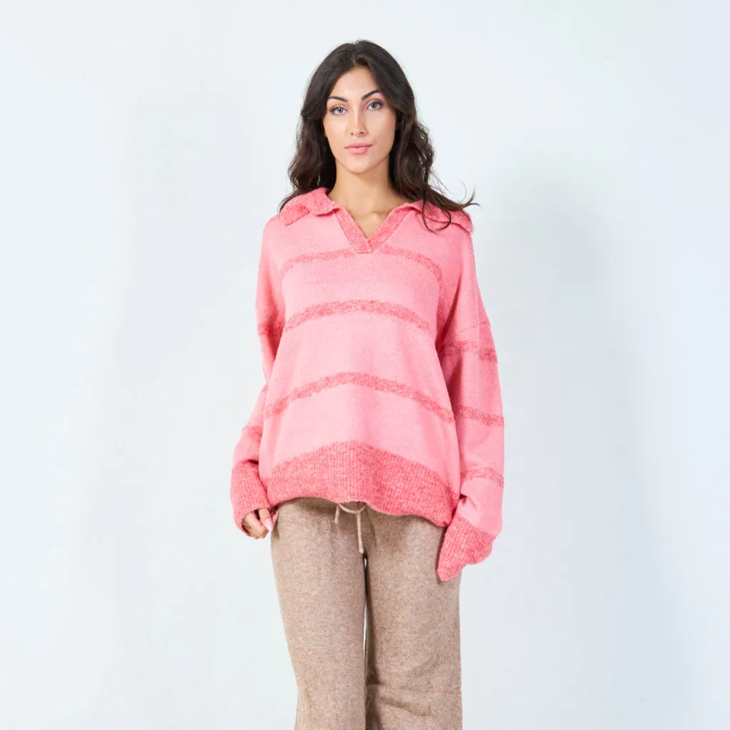 Cozy collared knit sweater wholesale