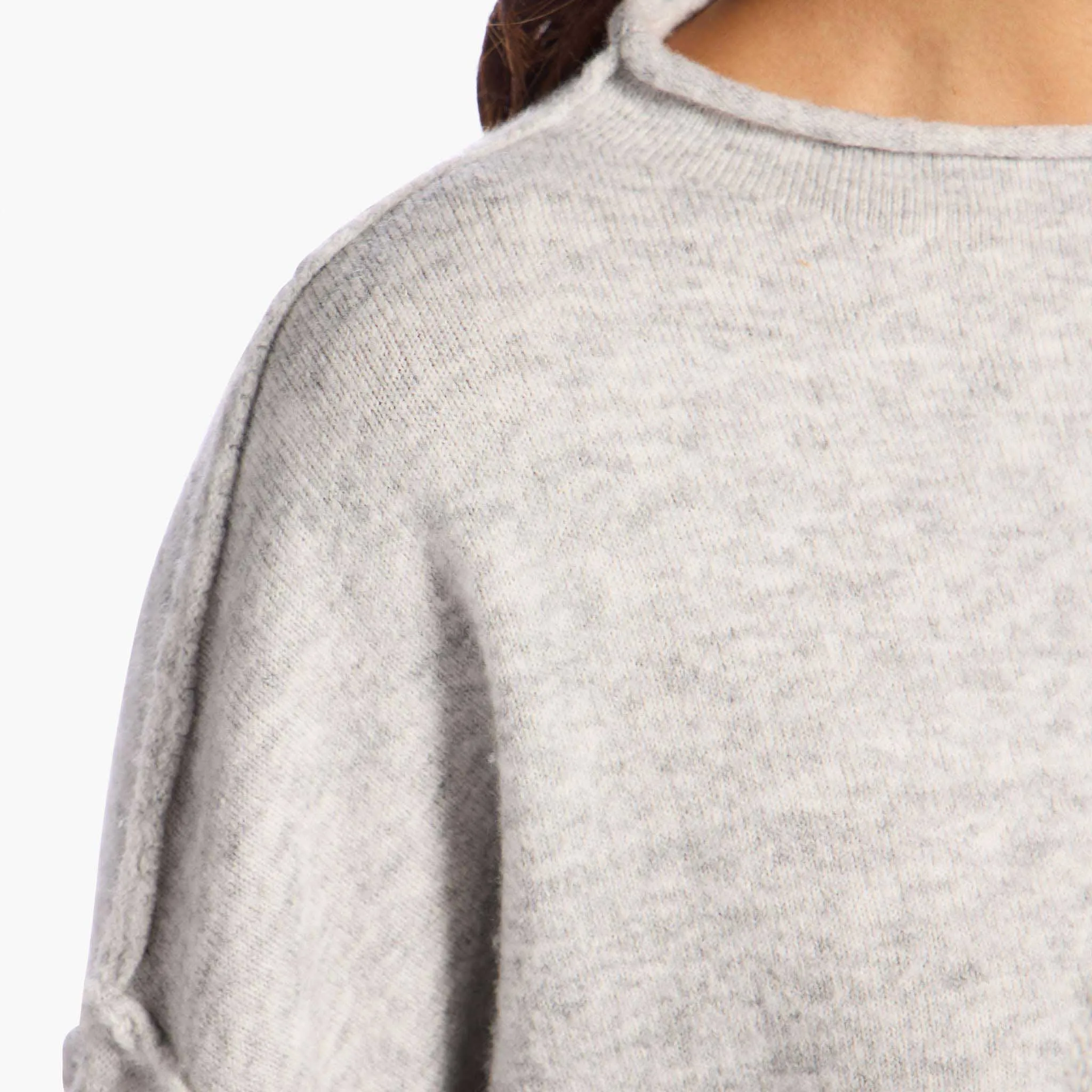 Cozy Knit Mock Neck Sweater | Heather Grey