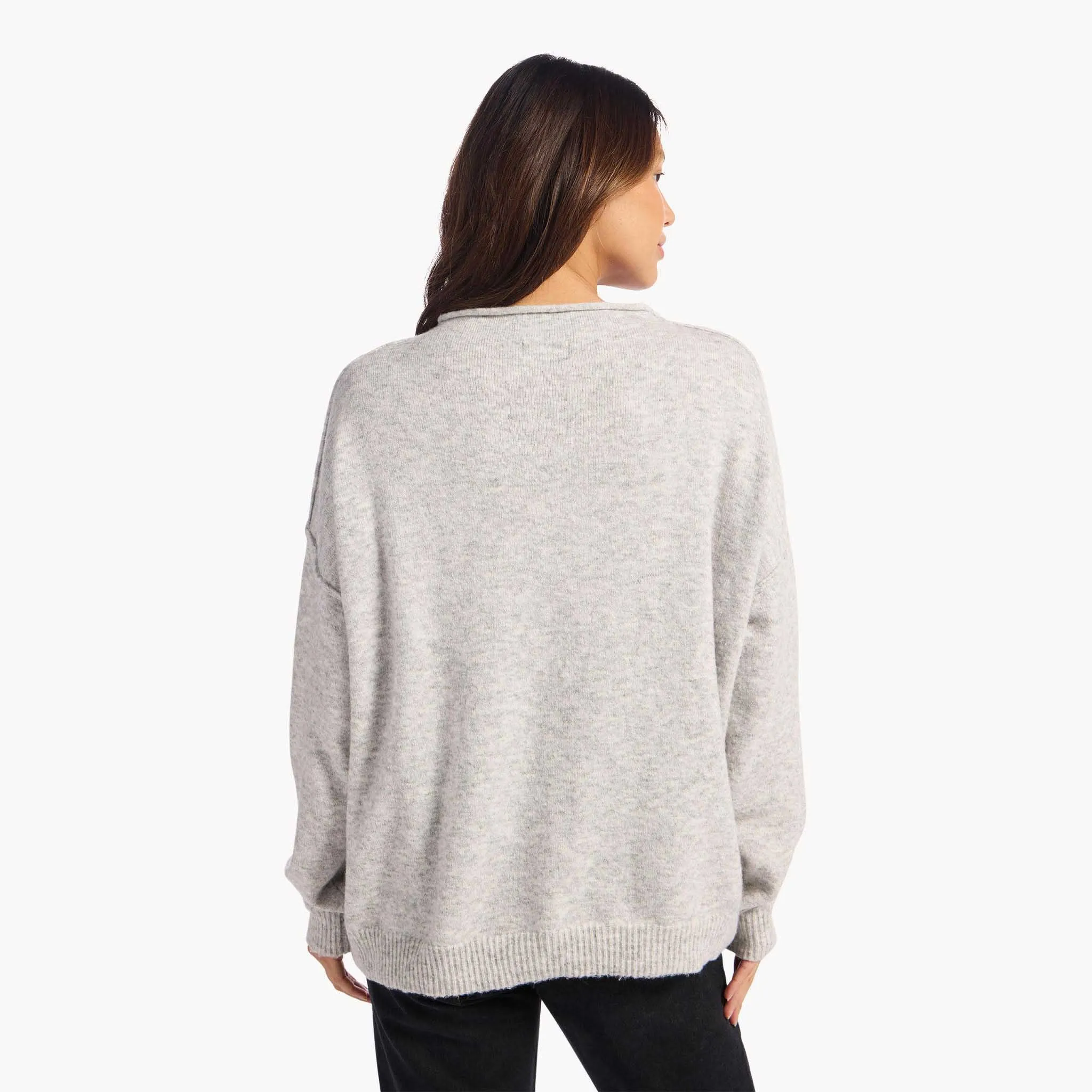 Cozy Knit Mock Neck Sweater | Heather Grey