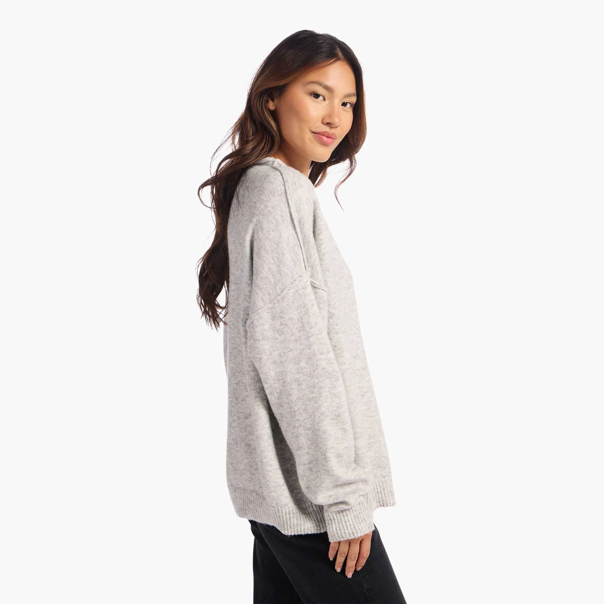 Cozy Knit Mock Neck Sweater | Heather Grey