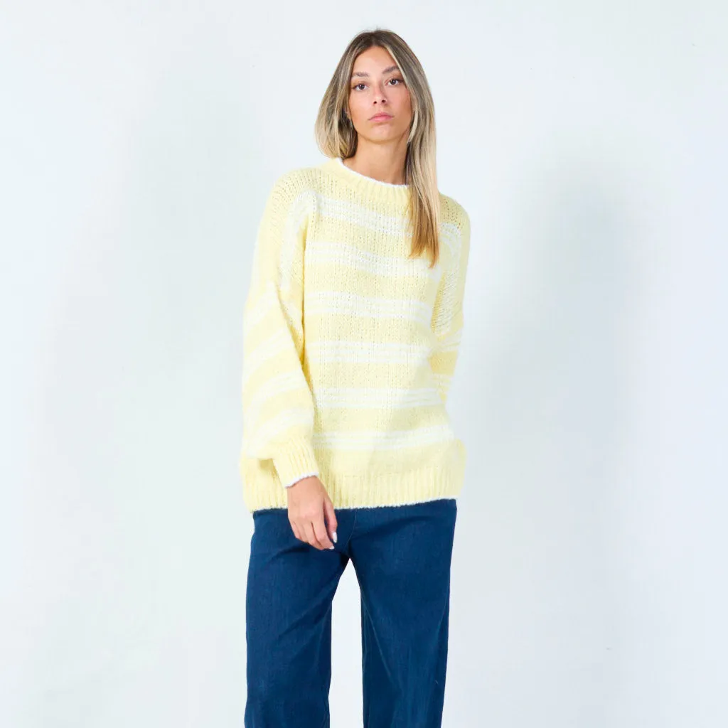 Cozy striped knit sweater wholesale