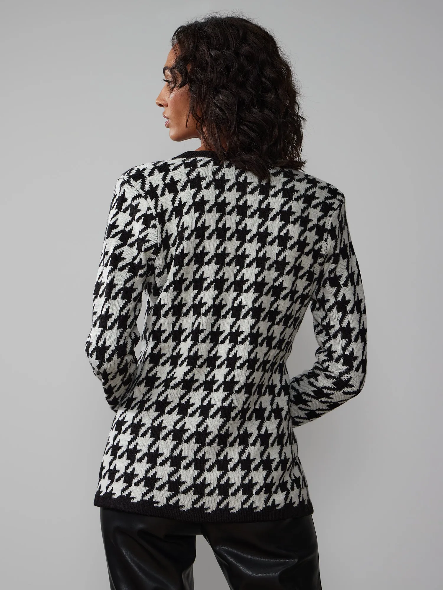 Double Breasted Houndstooth Cardigan