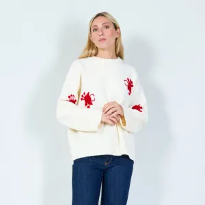 Embroidered floral motif sweater wholesale