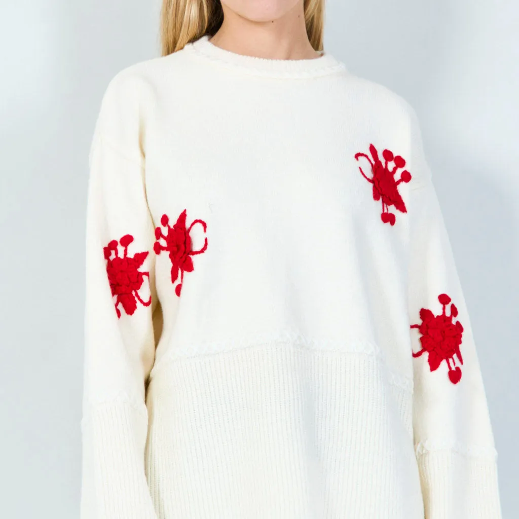 Embroidered floral motif sweater wholesale