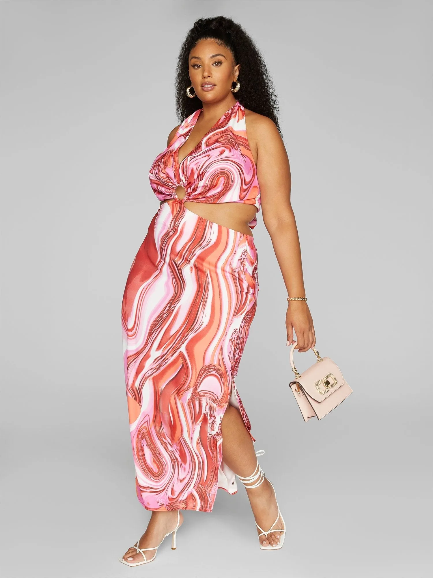 Fashion To Figure - Callie Swirl Print O-Ring Maxi Dress