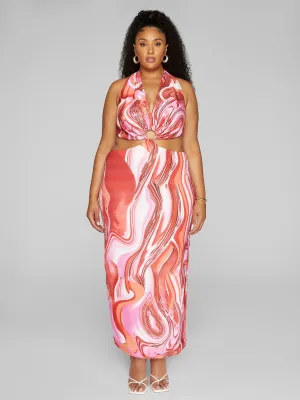 Fashion To Figure - Callie Swirl Print O-Ring Maxi Dress