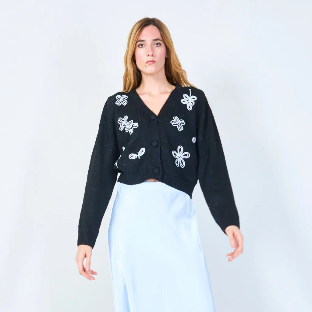 Floral embroidered cardigan wholesale