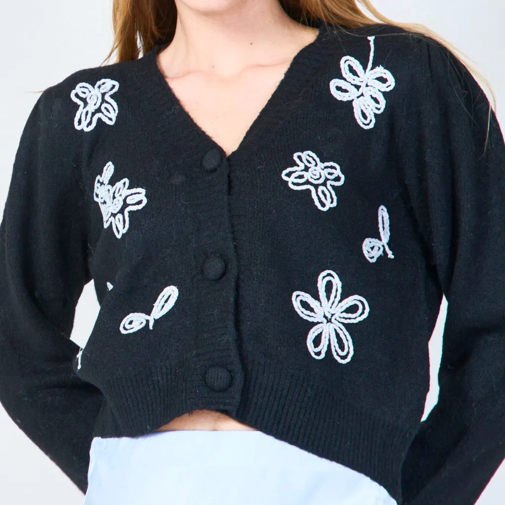 Floral embroidered cardigan wholesale