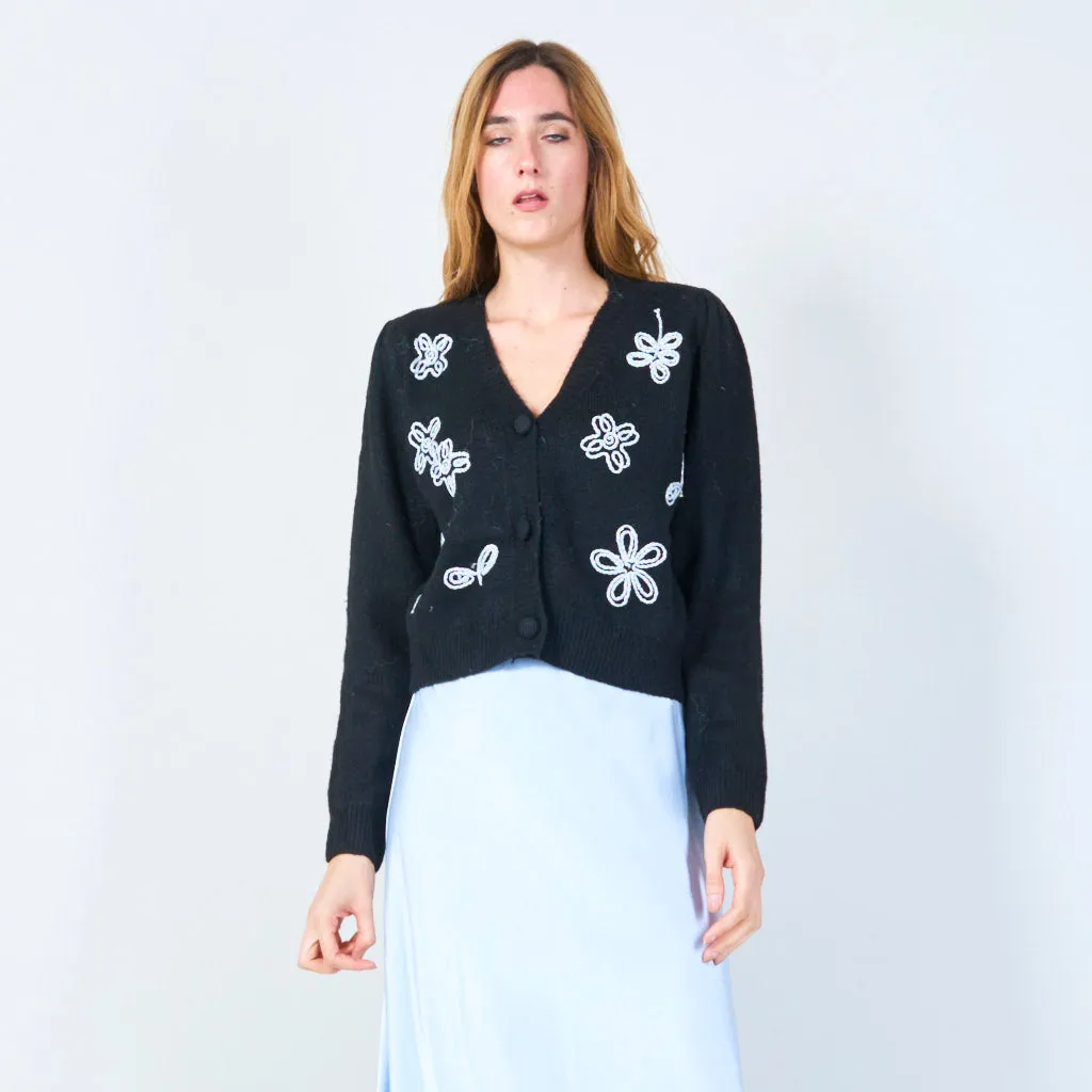 Floral embroidered cardigan wholesale