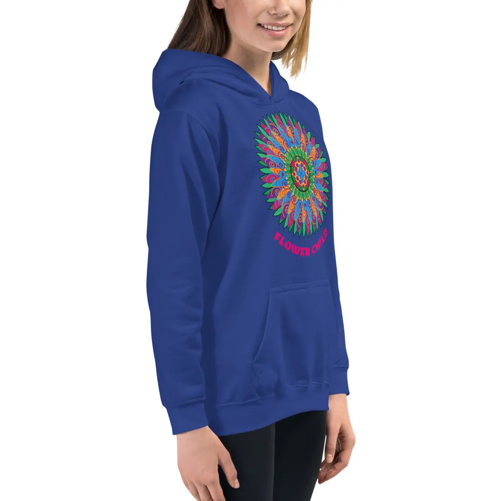 Flower Child Mandala Medallion Hoodie Teen Kids Girls Yoga Athletic Wear Trendy Unique Gifts