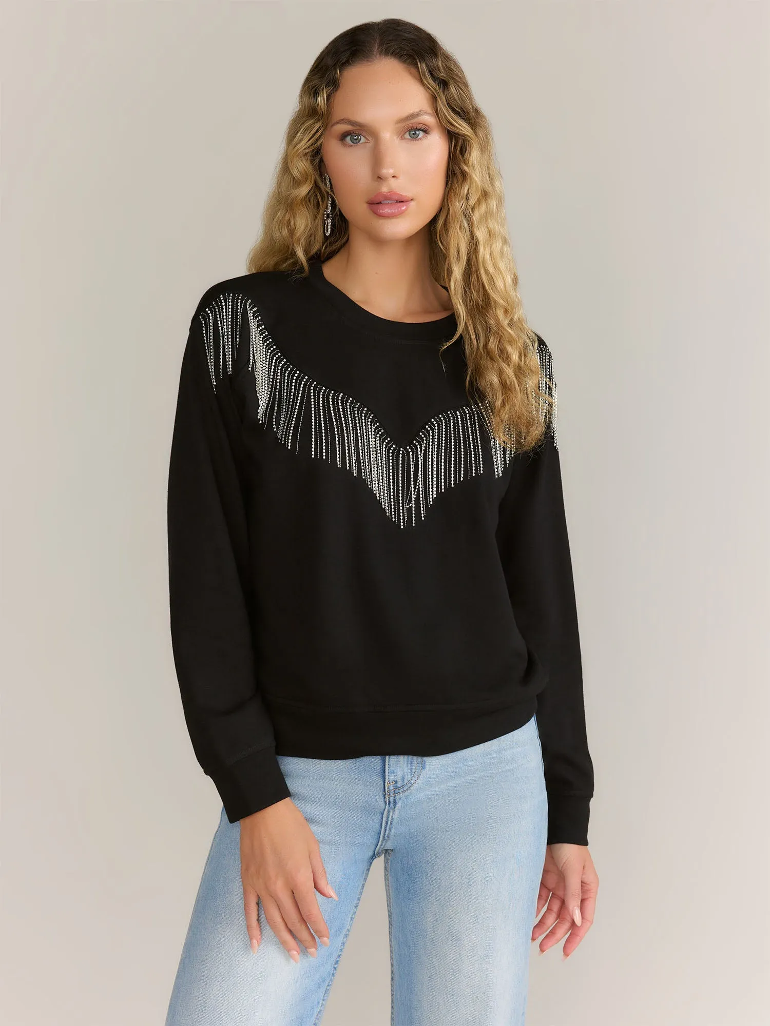 Gilli Rhinestone Fringe Sweatshirt - Brands We Love