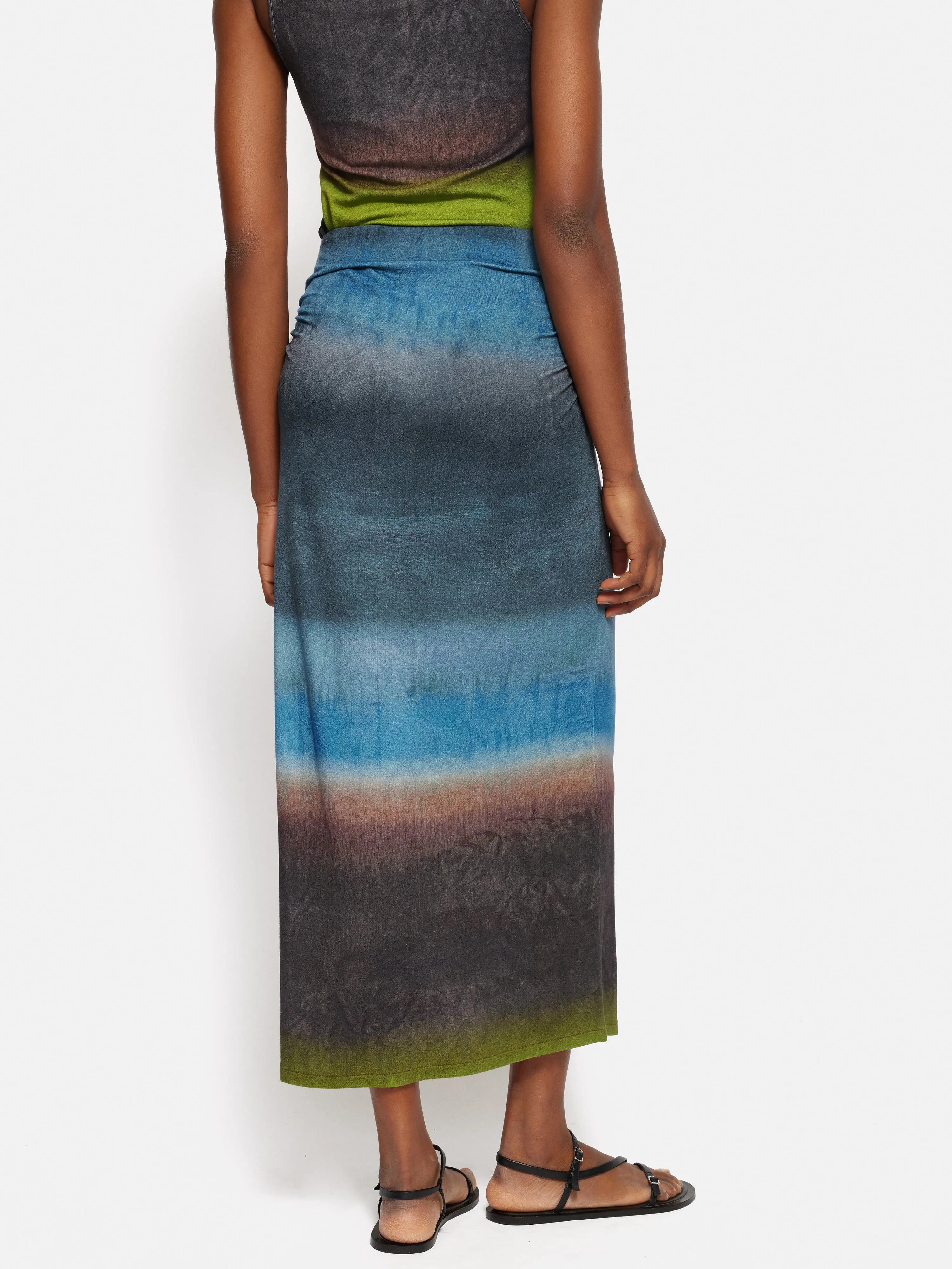 Glazed Abstract Jersey Skirt | Brown