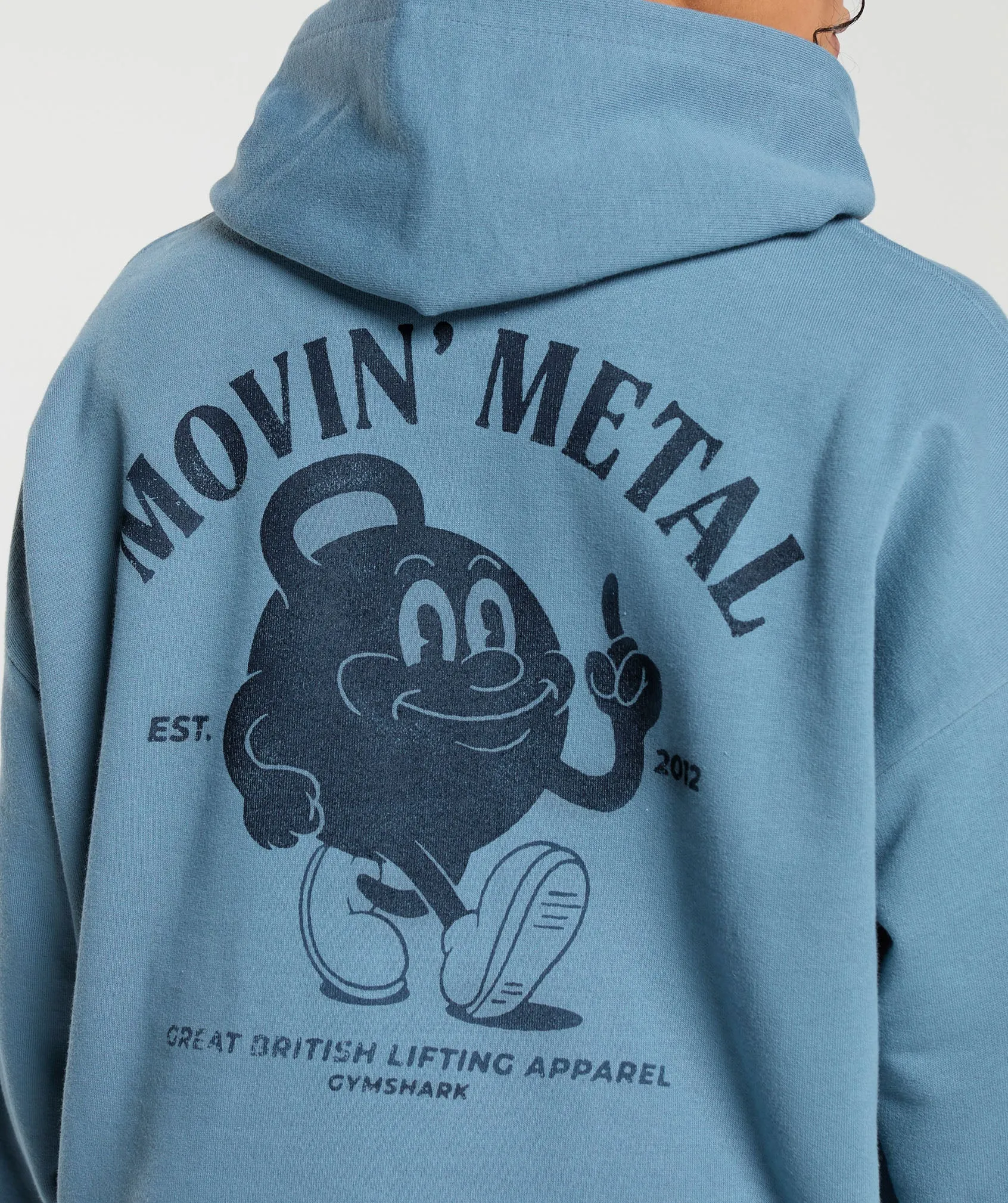 Gymshark Movin' Metal Graphic Hoodie - Faded Blue