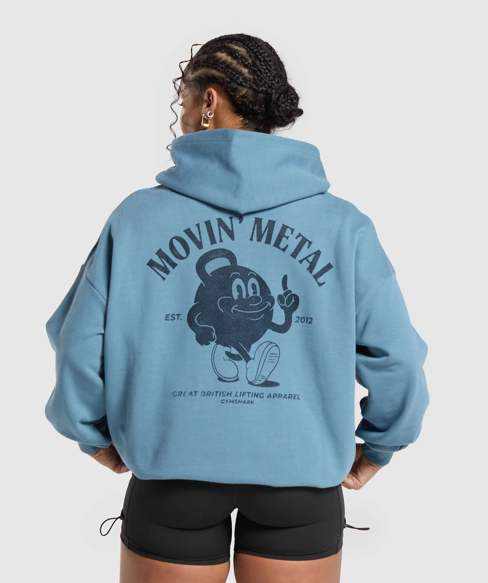 Gymshark Movin' Metal Graphic Hoodie - Faded Blue