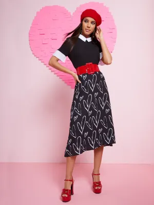 Heart Sketch Midi Skirt