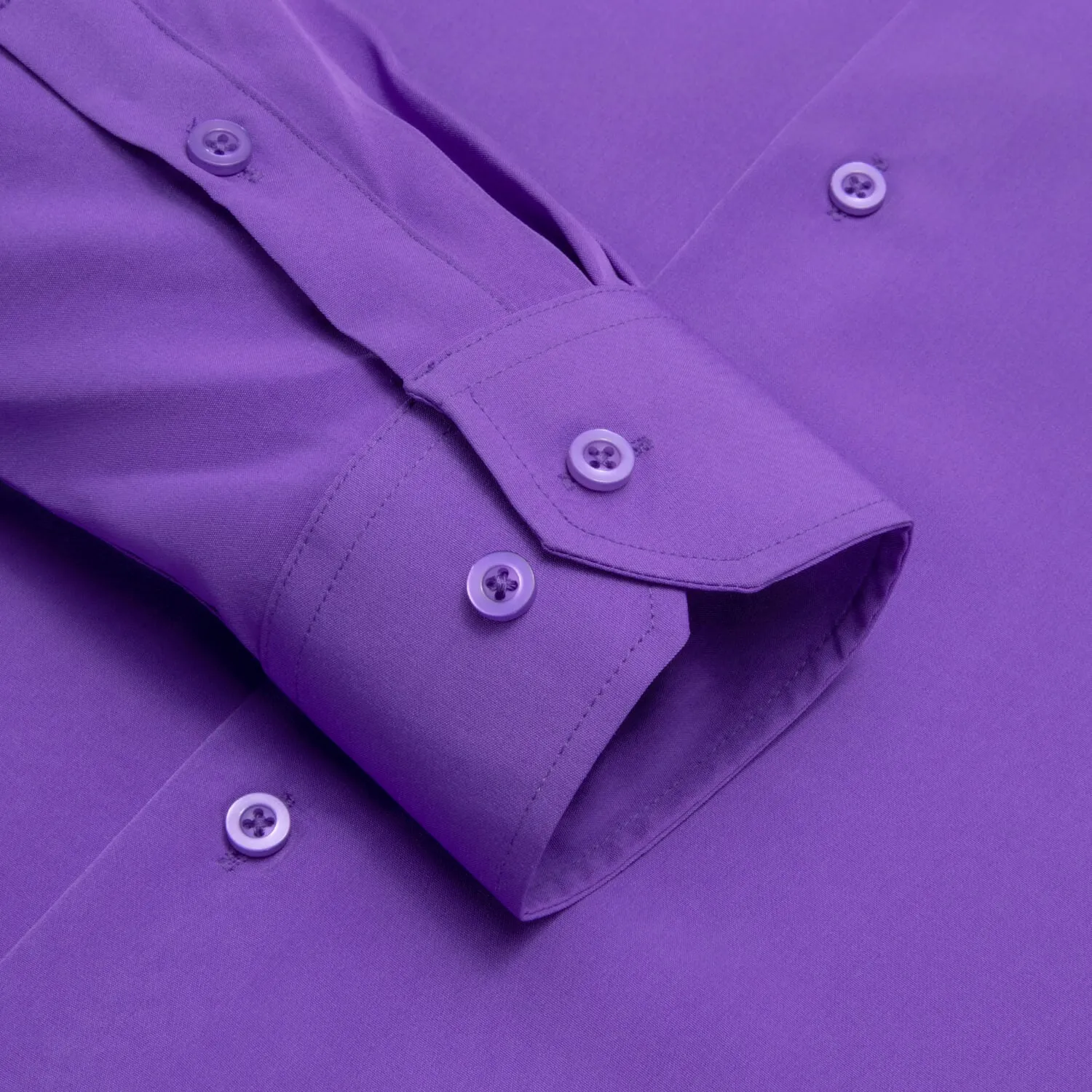 Hi-Tie Long Sleeve Shirt DarkVoilet Purple Solid Casual Men's Dress Shirt Top Wear