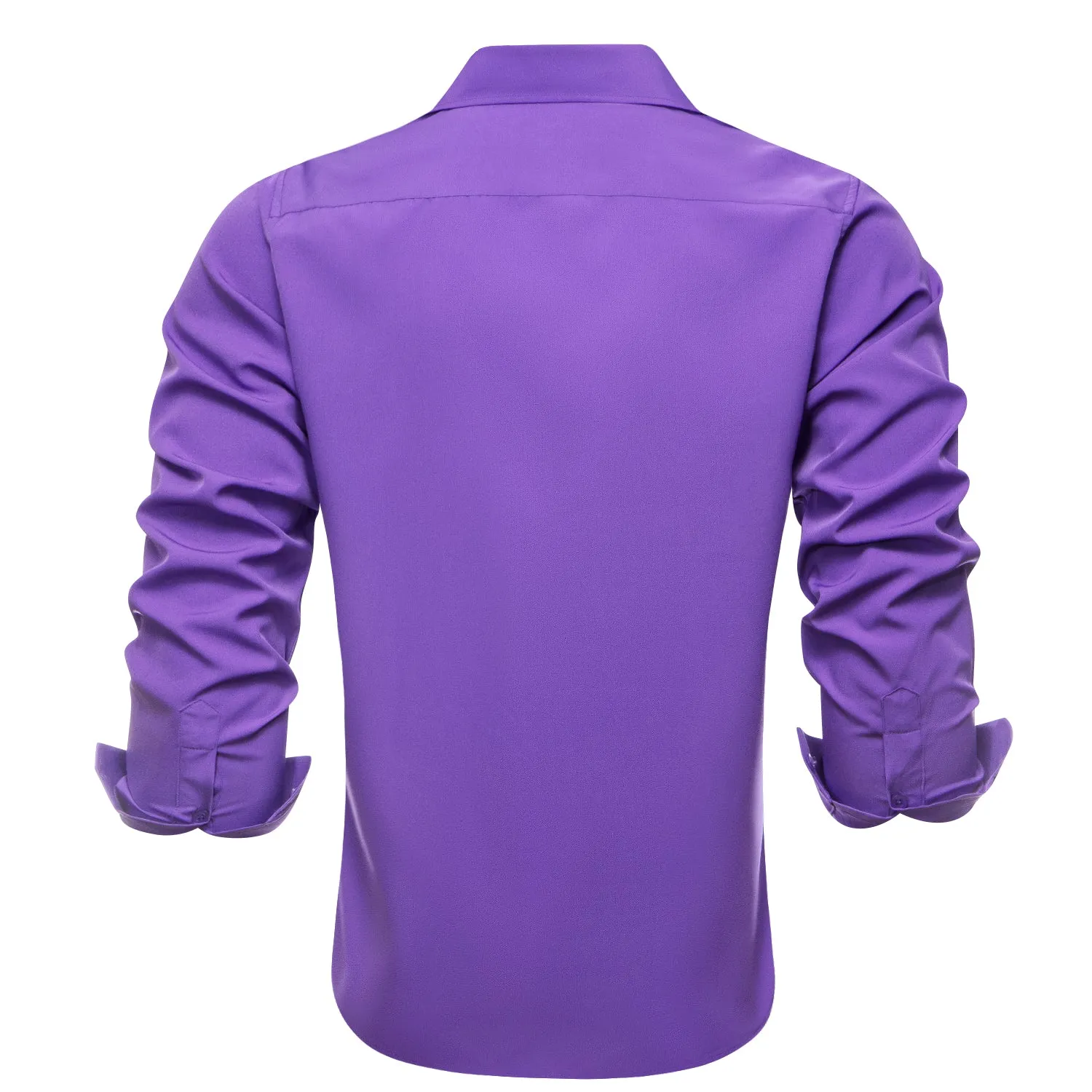 Hi-Tie Long Sleeve Shirt DarkVoilet Purple Solid Casual Men's Dress Shirt Top Wear