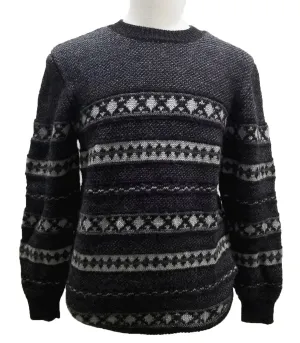 Jacquard Crew Neck Wool Sweater