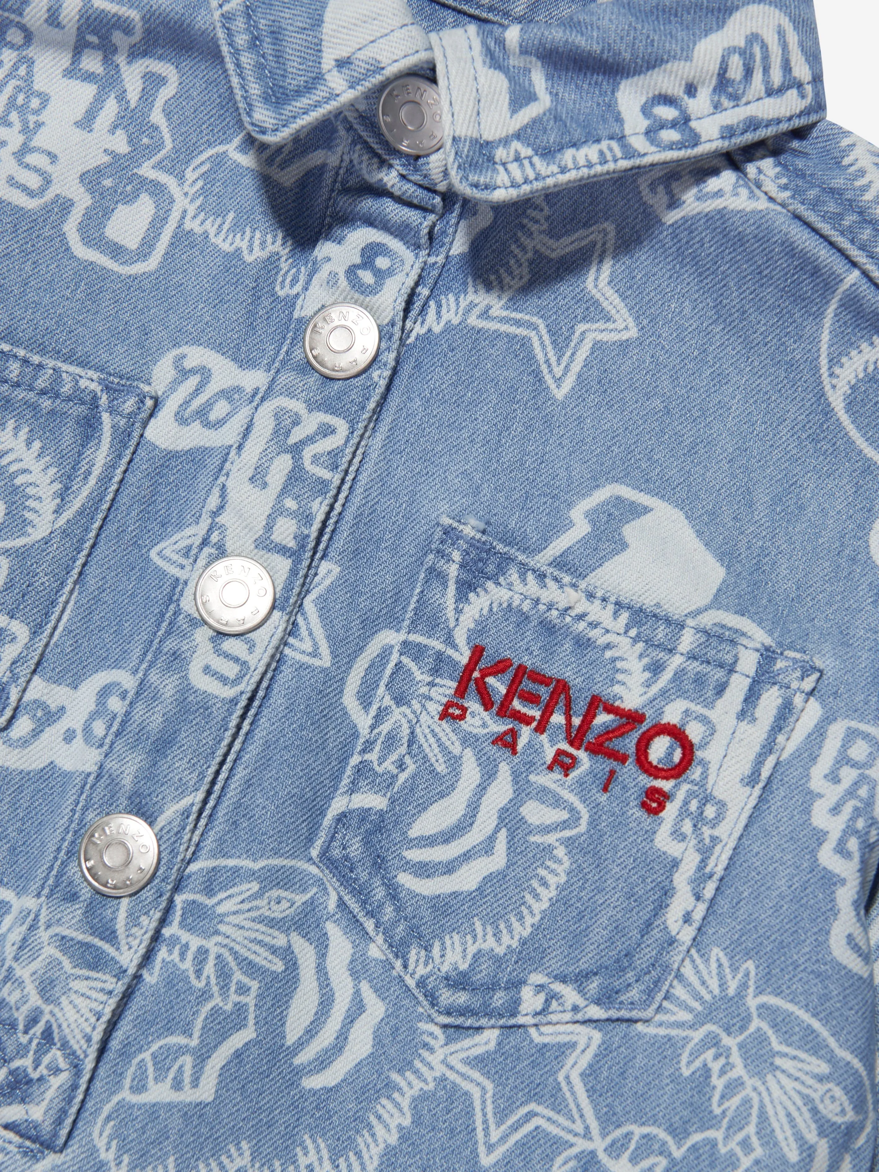 KENZO Girls Denim Dress in Blue