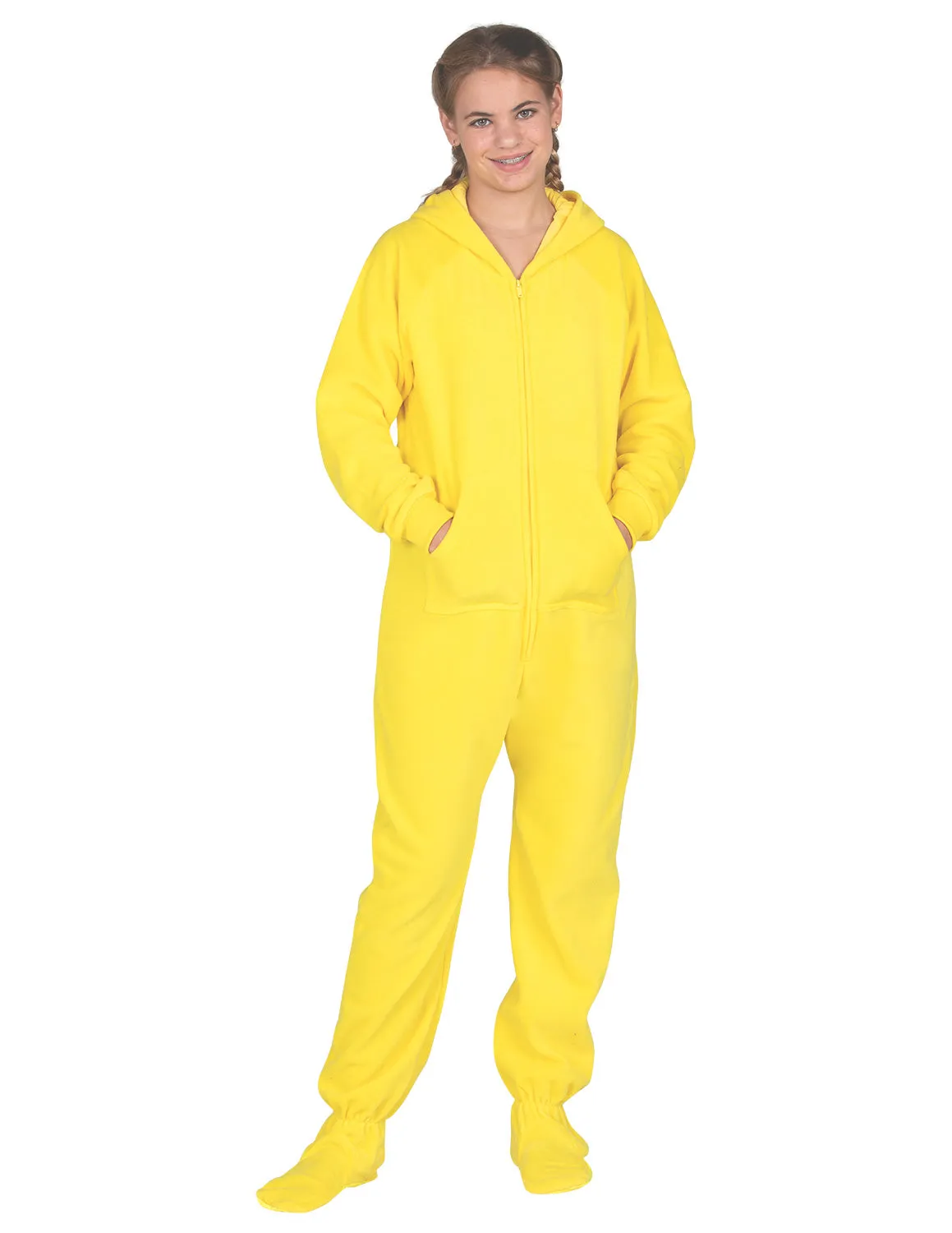 Lemon Yellow Kids Hoodie Fleece Onesie