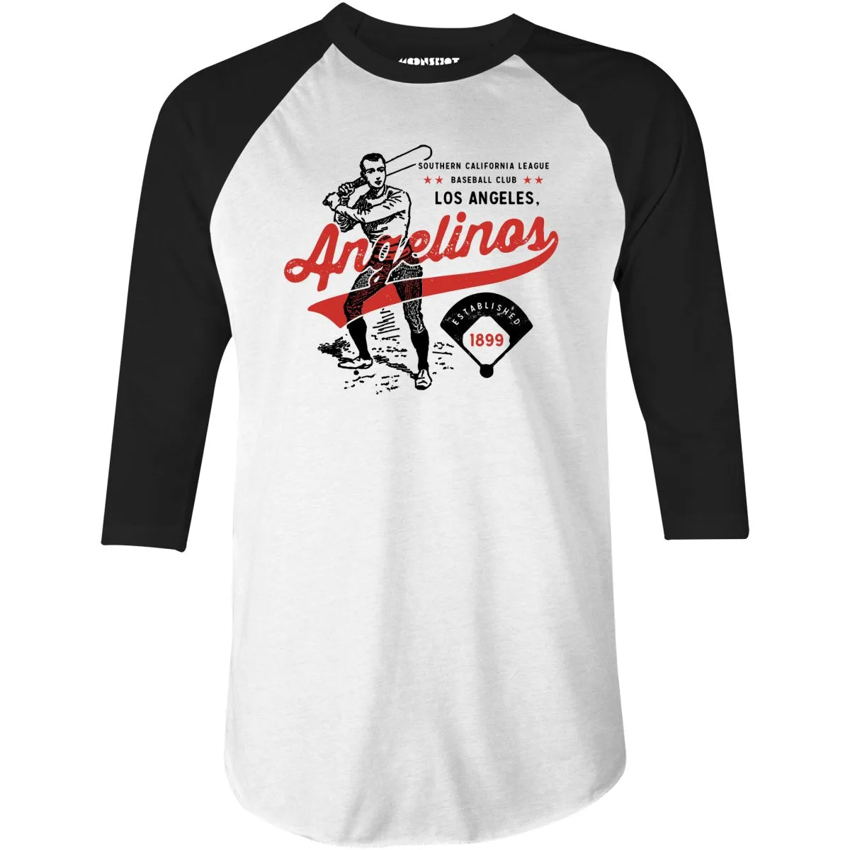 Los Angeles Angelinos - California - Vintage Defunct Baseball Teams - 3/4 Sleeve Raglan T-Shirt