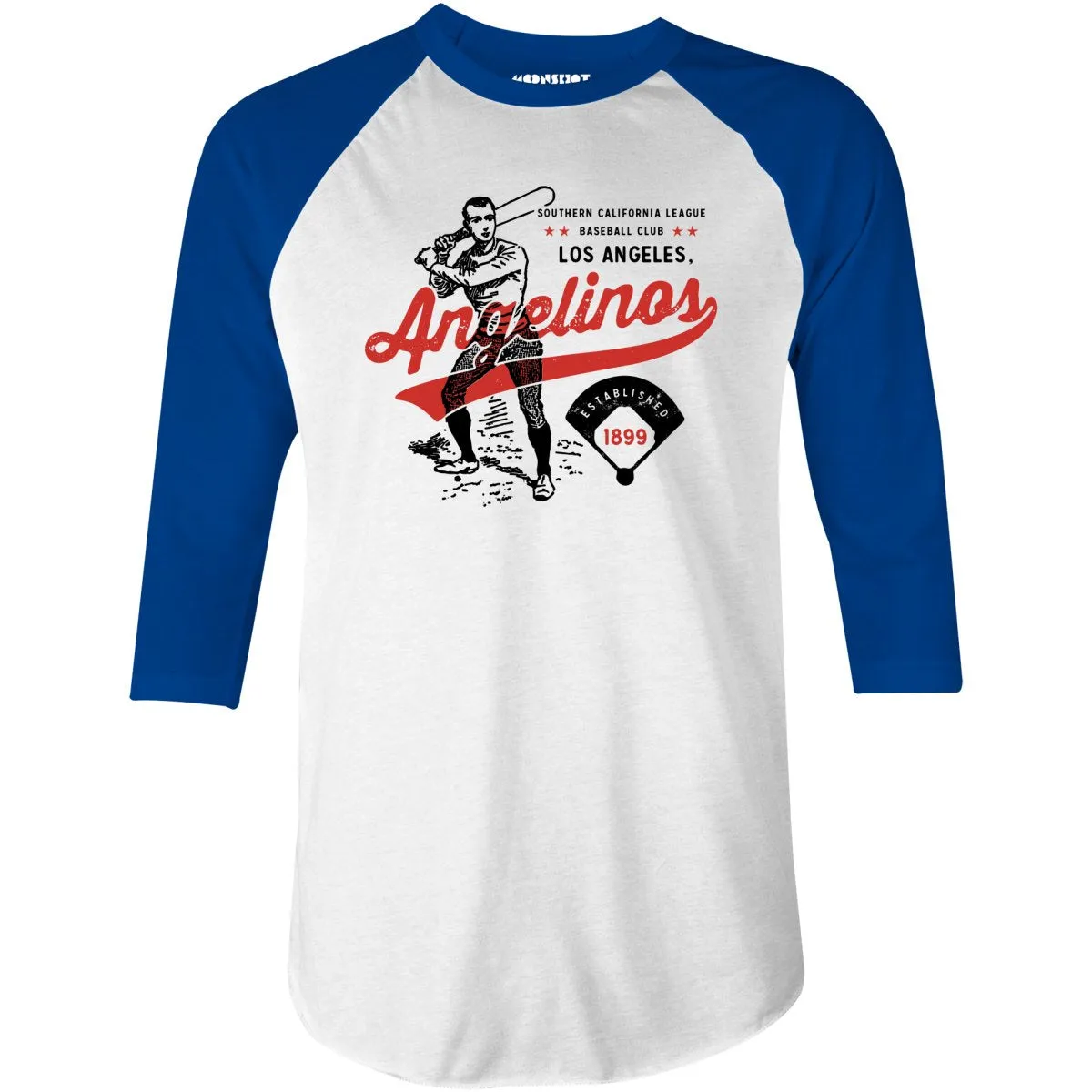 Los Angeles Angelinos - California - Vintage Defunct Baseball Teams - 3/4 Sleeve Raglan T-Shirt