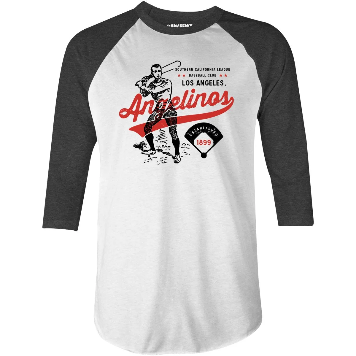 Los Angeles Angelinos - California - Vintage Defunct Baseball Teams - 3/4 Sleeve Raglan T-Shirt