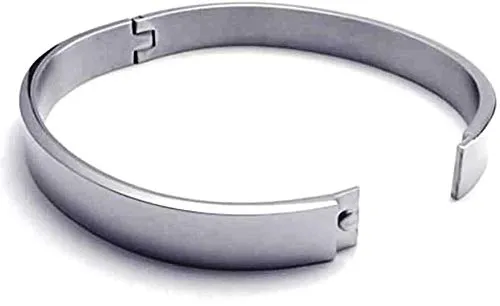 MEENAZ Brass & Stainless Steel Kada Bracelet for Boys (White)